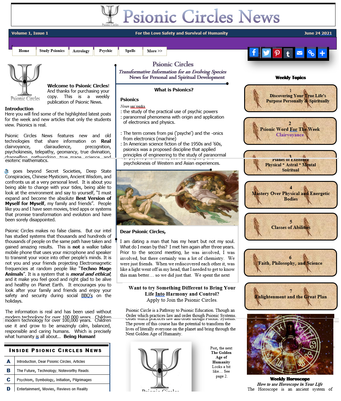 Psionic Circles News